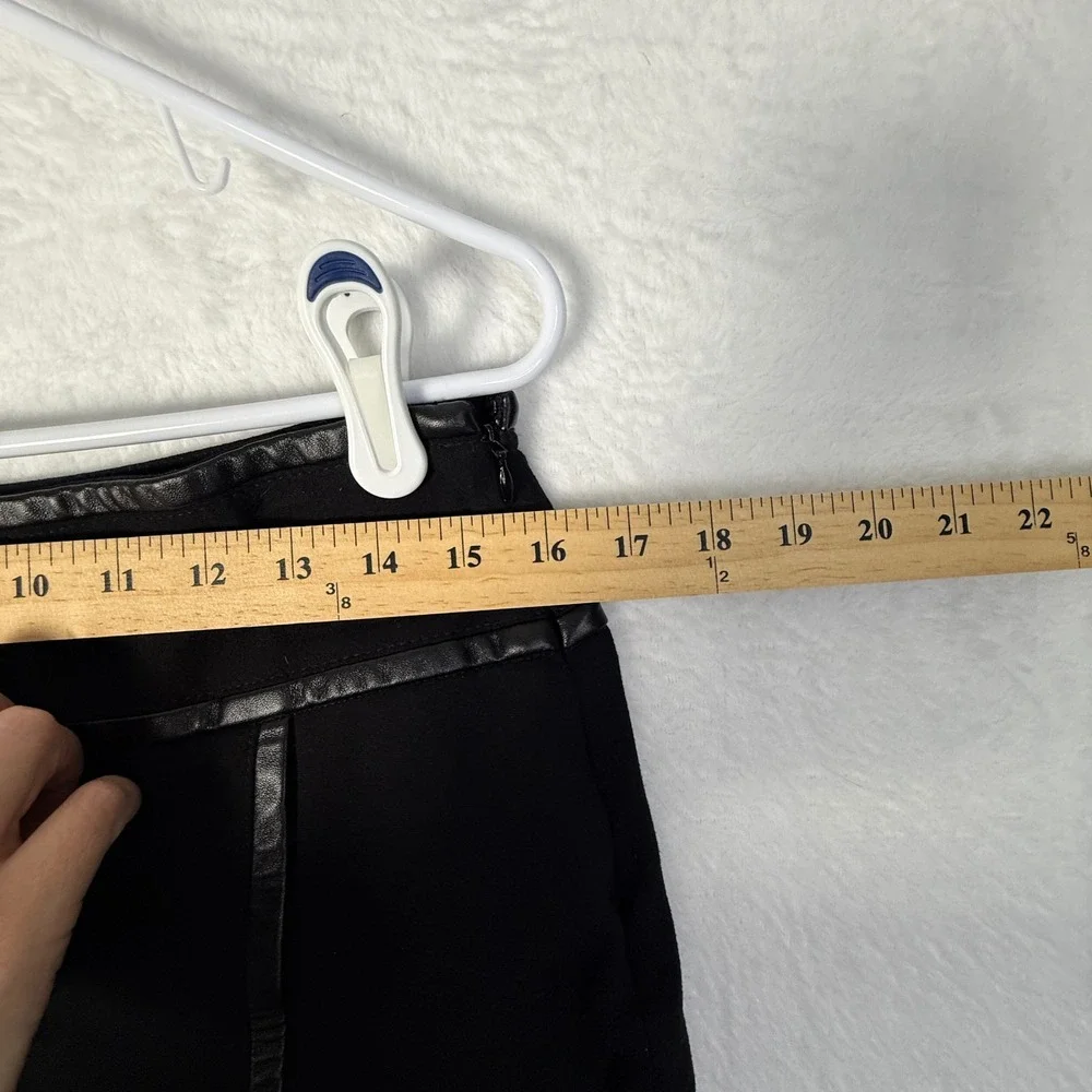 White House Black‎ Market Black Faux Leather Trim Wrap Mini Skirt Size 6